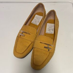 Franco Sarto Mustard Yellow Textured Loafers